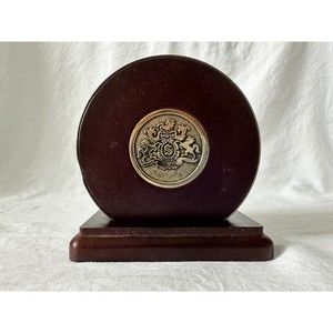 Vintage Set Of 4 Seagram Leather and Mental Coasters